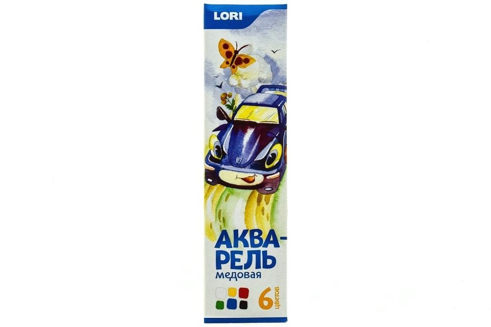Акварель медовая 6 цветов, без кисти, картон (Lori)