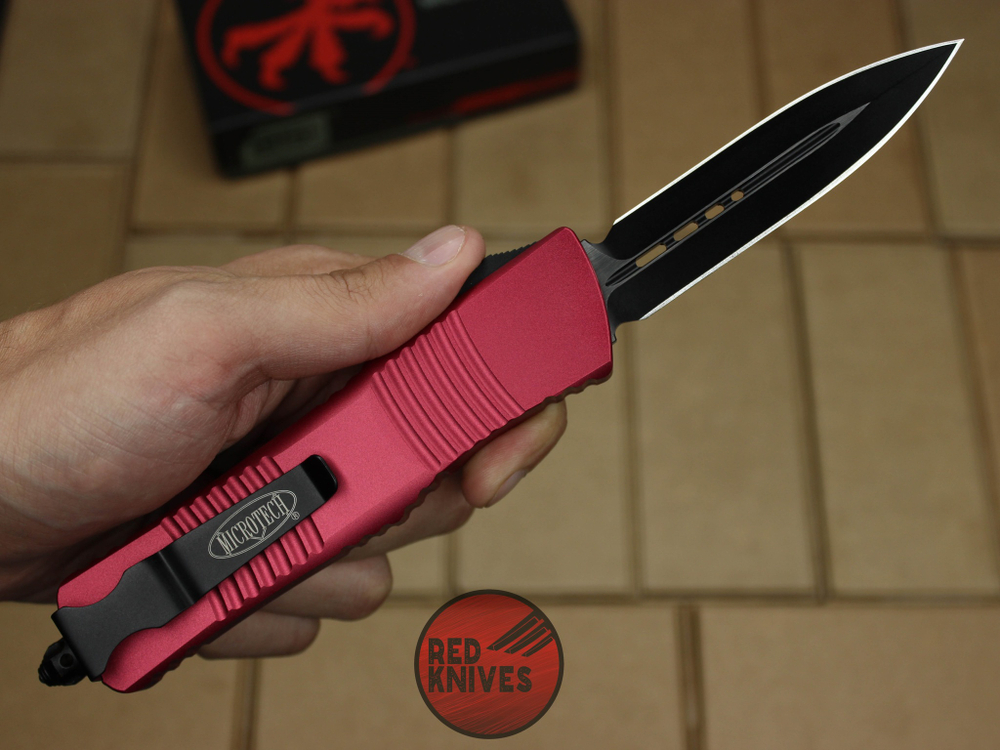 Нож Microtech Troodon D/E RDBK А+++ - черный клинок, красная рукоять 138-1RD