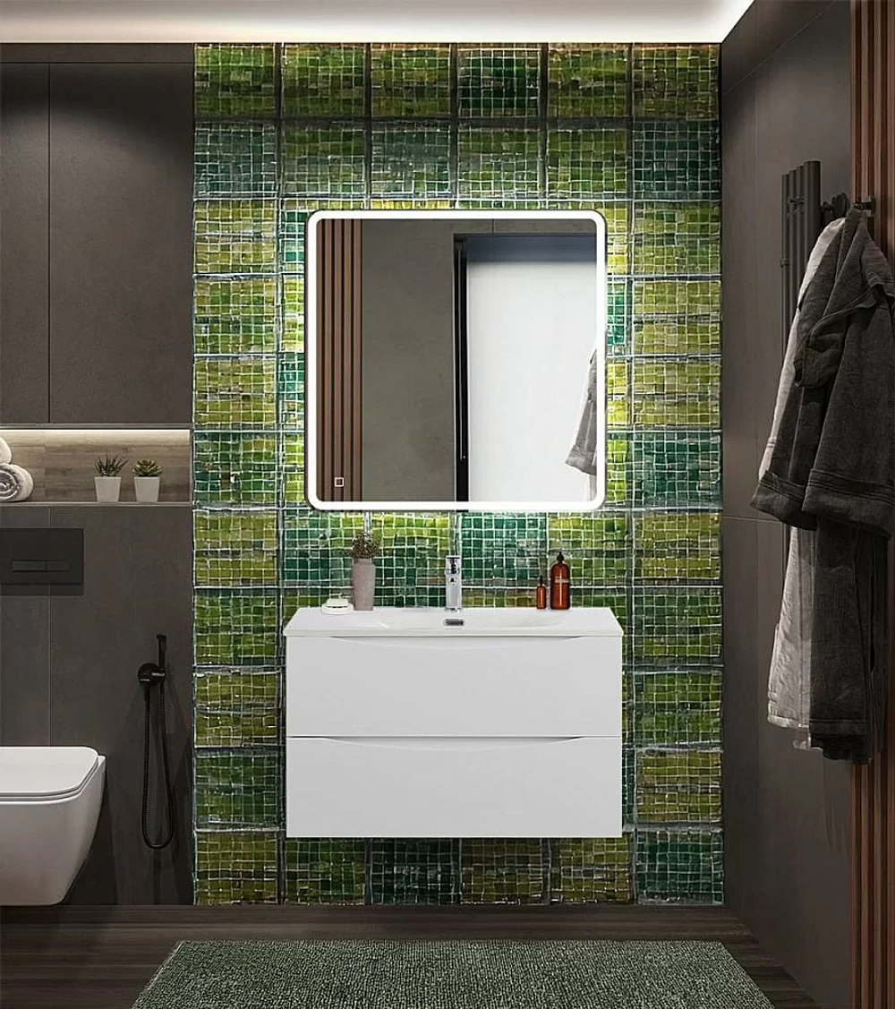Тумба с раковиной BelBagno MARINO-CER-N-800-2C-SO-BL-P Bianco Lucido