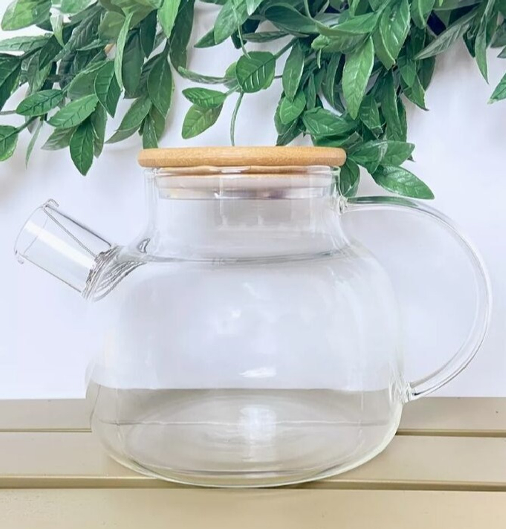 Чайник заварочный Fårticka, 1,0 л, боросиликатное стекло, крышка-бамбук