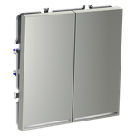 Проходной переключатель встраиваемый VOLTUM S70 двухклавишный с подсветкой 10А, (сталь)