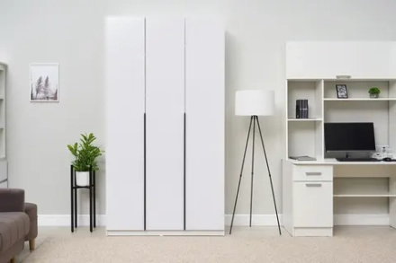 Шкаф 3-х створчатый Тивина белый / белый глянец