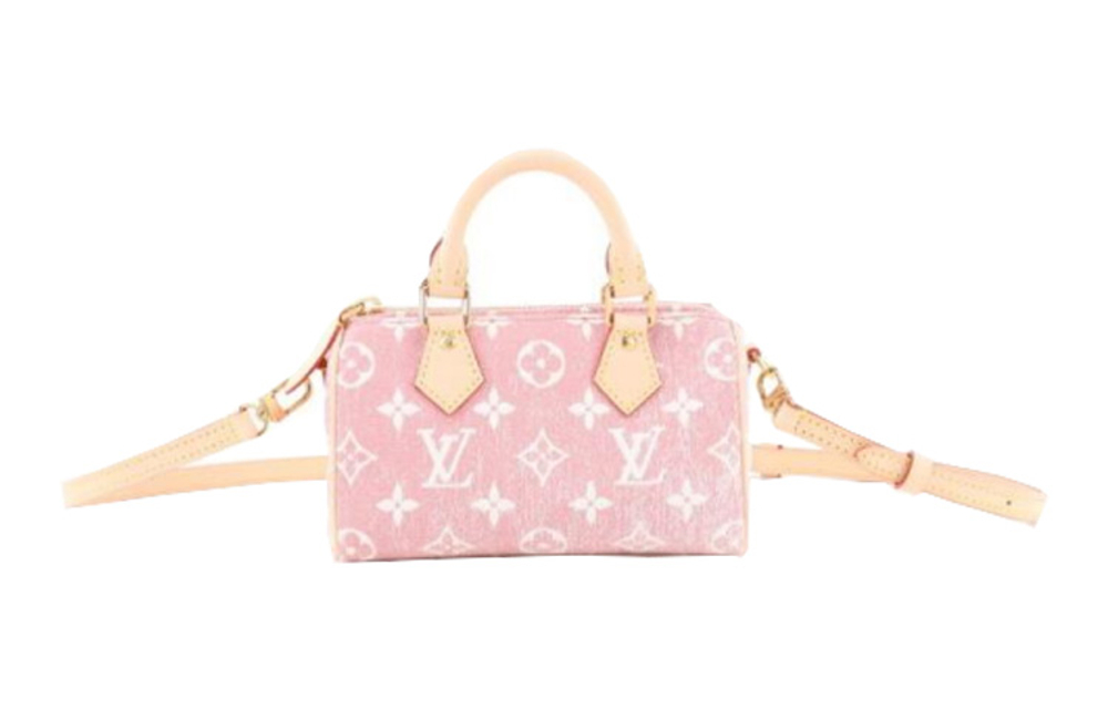 LOUIS VUITTON Nano Speedy Denim Jacquard Pink