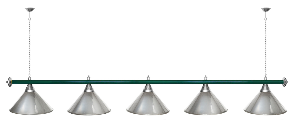 Лампа STARTBILLIARDS 5 пл. (плафоны зеленые,штанга золотая,фурнитура золото)