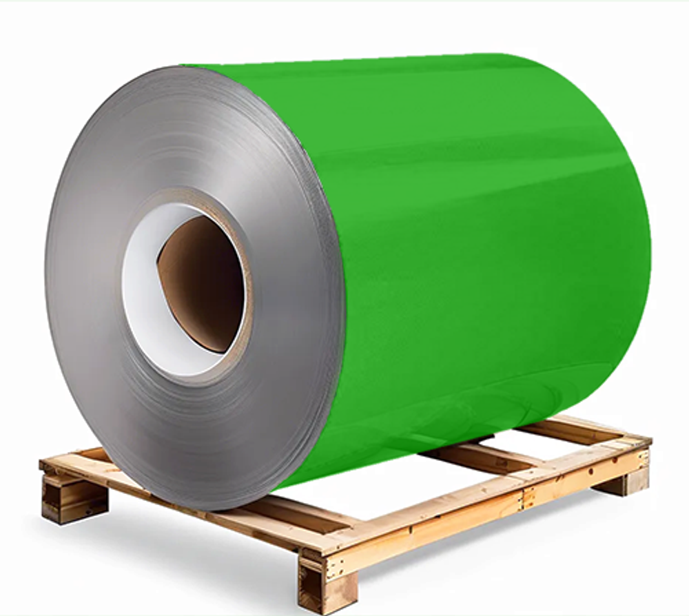 Сталь оцинкованная 0,5х1250х3000 мм RAL 6018 светло-зеленый Грунт обр.стороны / защ.пленка