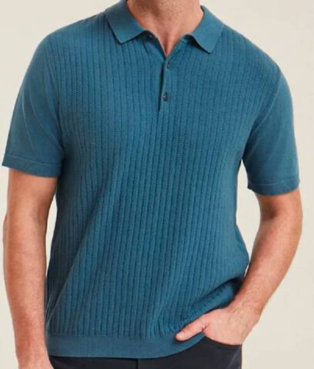 Поло вязанная мужская синяя. РАСПРОДАЖА!