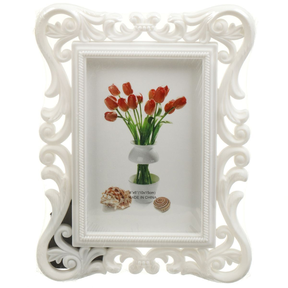 Фоторамка фото 10х15 см, бел, вензеля, Y4-5178