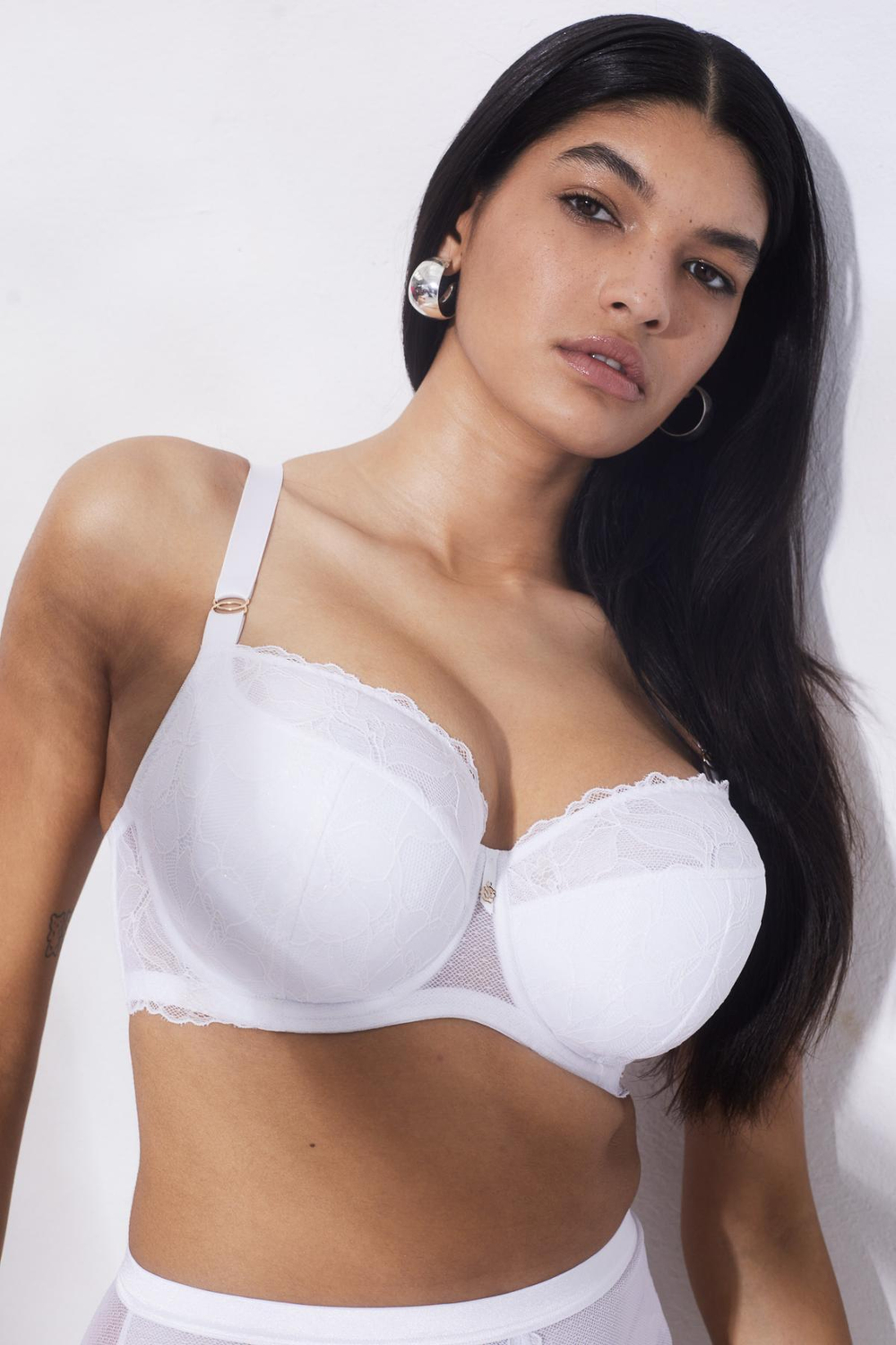 Белый кружевной бюстгальтер Glow с шитыми чашками plus size (Размер: 85G) (Цвет: белый)