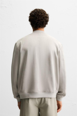 ZARA БОМБЕР ИЗ ИСКУССТВЕННОЙ ЗАМШИ, ЖЕМЧУЖНО-СЕРЫЙ