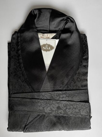 Женский шелковый халат 15055 черный NUSA Турция