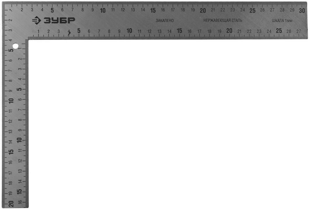 Угольник ЗУБР ″ЭКСПЕРТ″ плотницкий цельнометаллический, гравированная шкала (шаг 1мм), 300х200мм