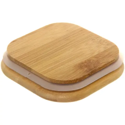 Банка для продуктов стеклянная 1000мл «Хай-Тек» с бамбуковой крышкой, квадратная 10*15см