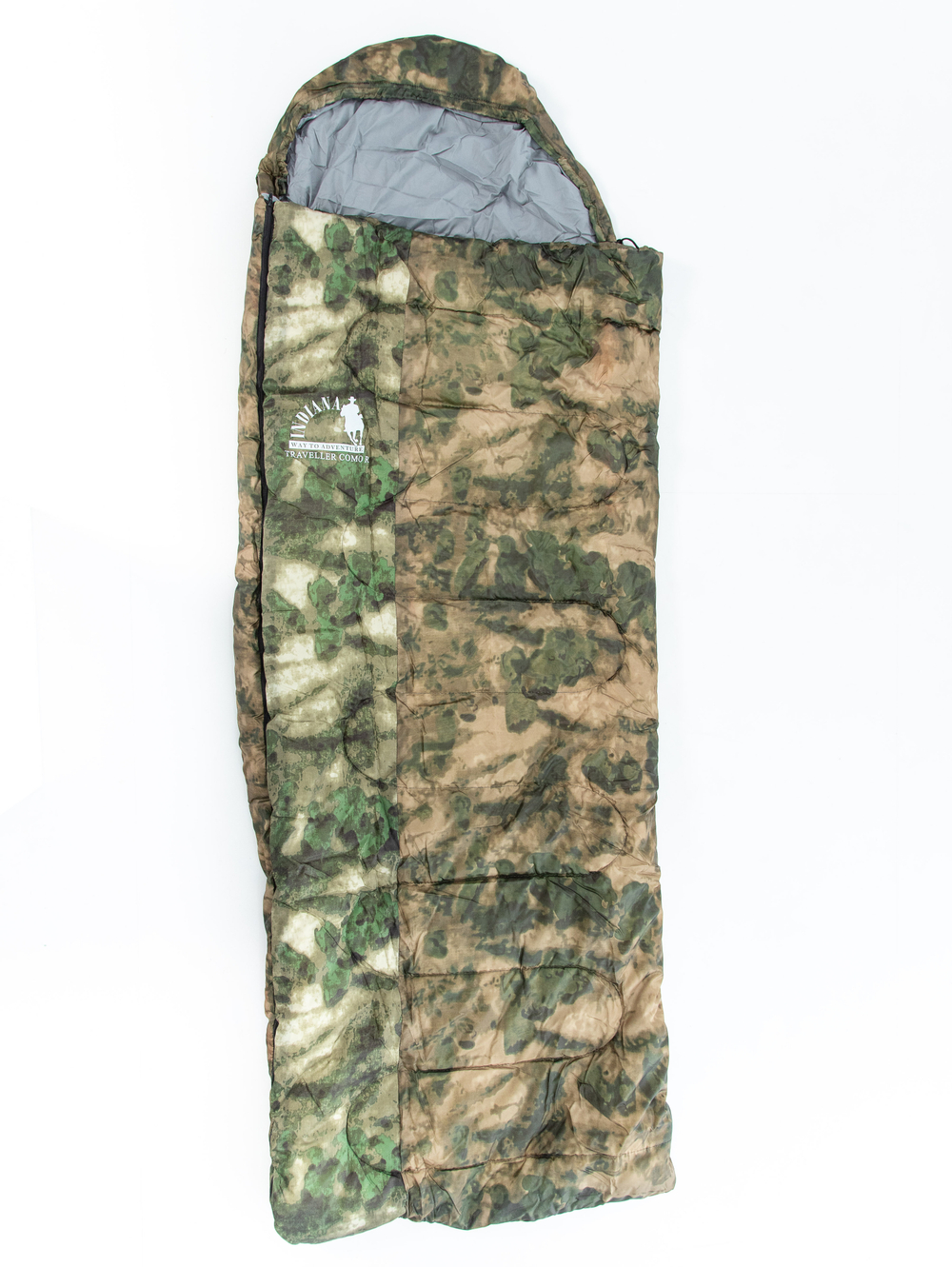 Спальный мешок TRAVELLER camo (КМФ) R-zip от-12(с подголовником 230х90см)INDI