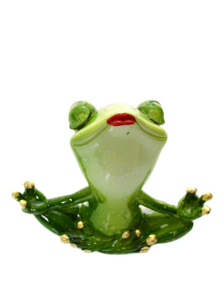 Статуэтка Лягушка в медитации, красные губы 11 см