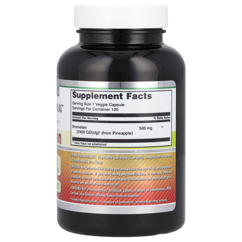 Amazing Nutrition, бромелаин, 500 мг, 120 растительных капсул