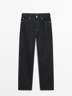 Massimo Dutti Джинсы прямого кроя с высокой посадкой, темно-синий