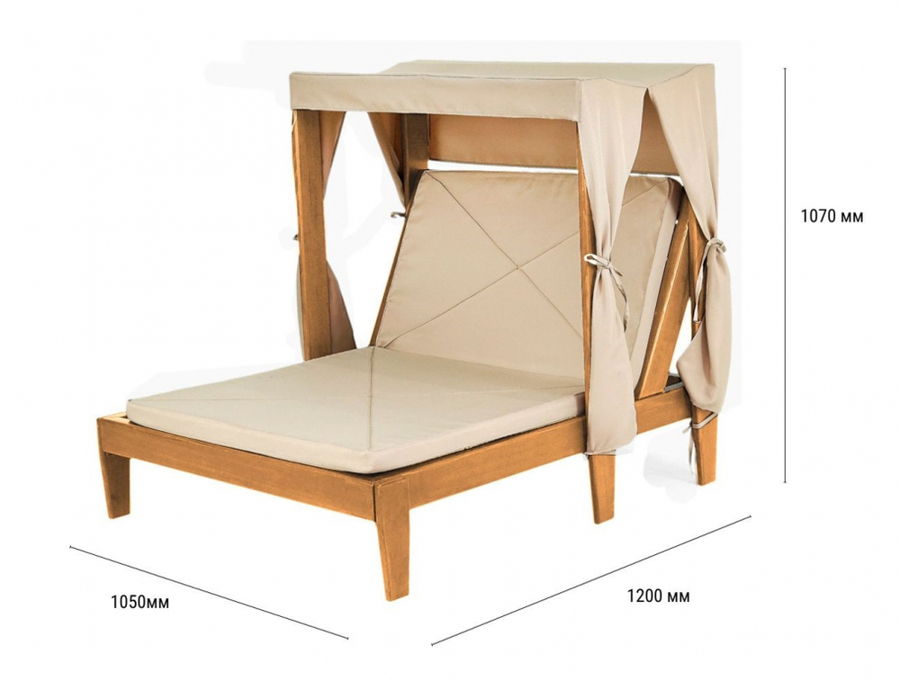 Шезлонг-лежак деревянный с матрасом детский Tagliamento Vendy