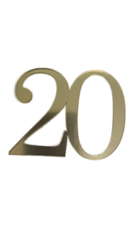 Топпер без шпажки цифра «20» золото, 7*6 см