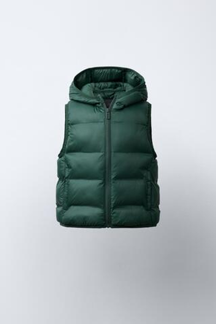 ZARA УЛЬТРАЛЕГКИЙ ЖИЛЕТ WATER REPELLENT, ЗЕЛЕНЫЙ