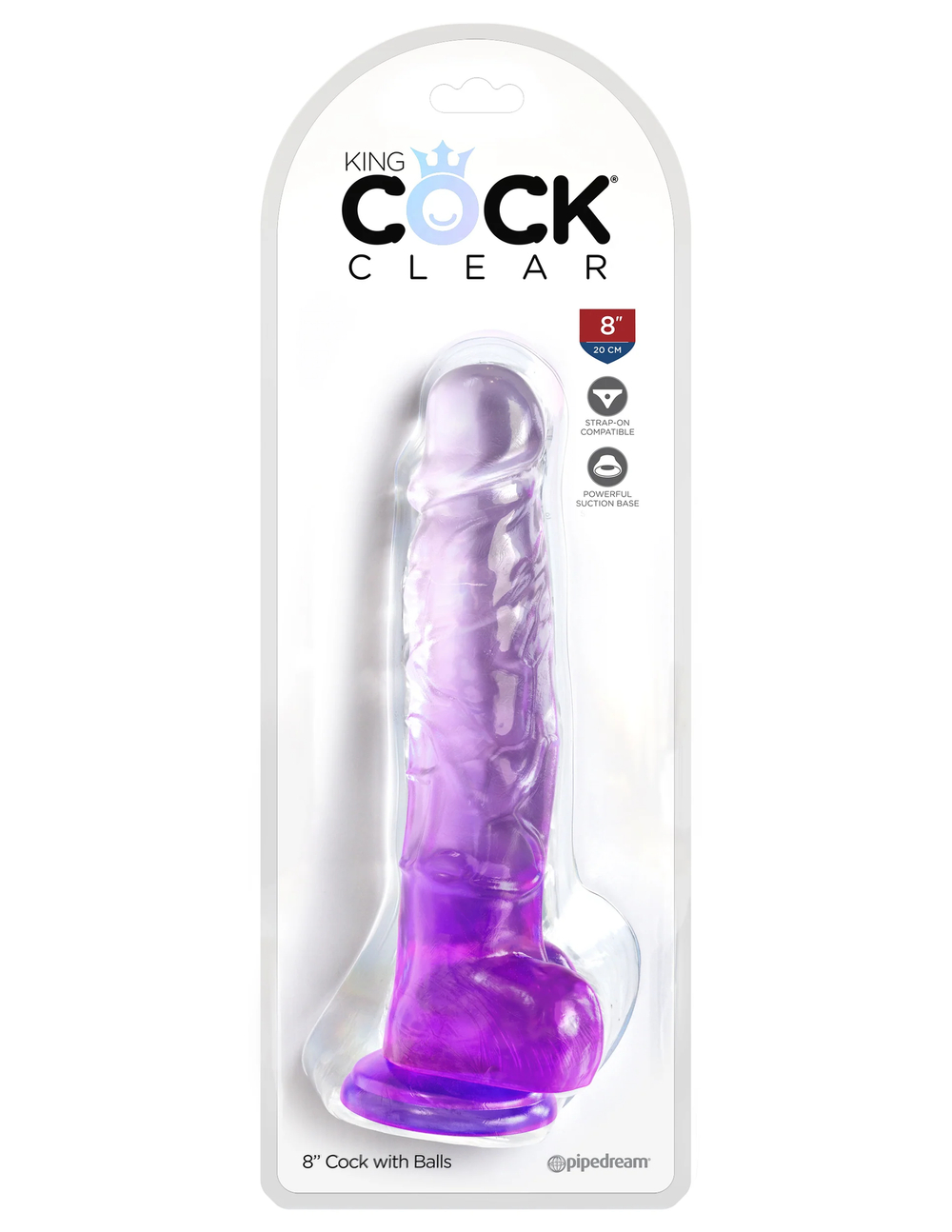 Прозрачный фаллоимитатор King Cock Clear 8 L 22,2 см, ø 5,1 см