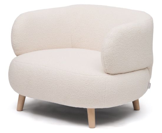 Кресло Luisa из экрю-букле с ножками из массива бука, 90 см Испания La Forma