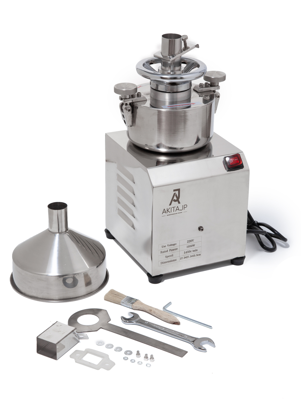 Электрическая жерновая мукомолка AKITAJP 6SM-150 мельница для урбеча из орехов и семян, арахисовой пасты, кофе, помола муки из зерна