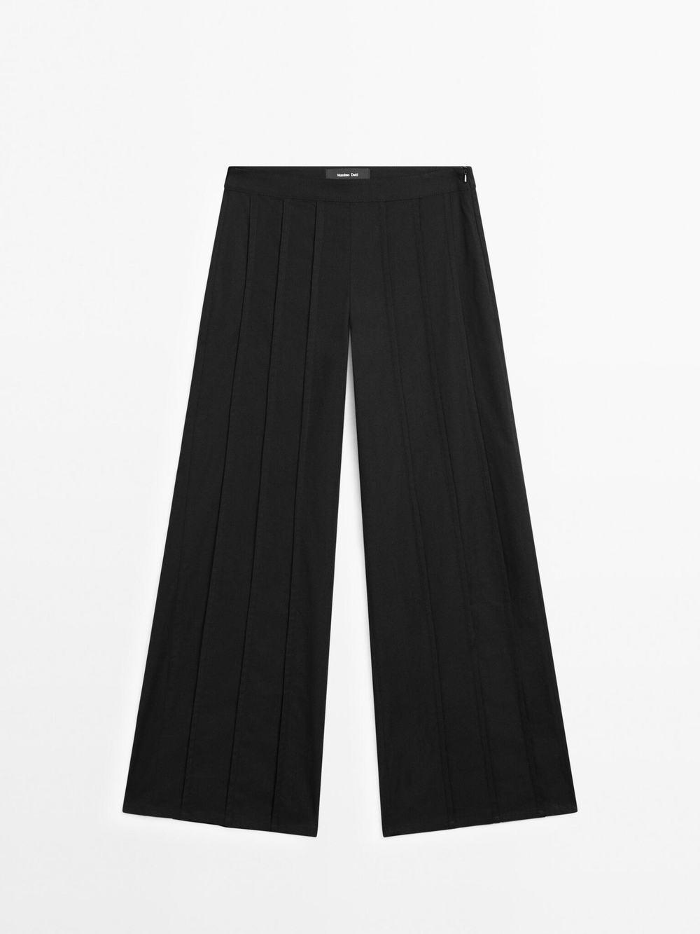 Massimo Dutti Брюки с широкими штанинами и декоративными швами, черный