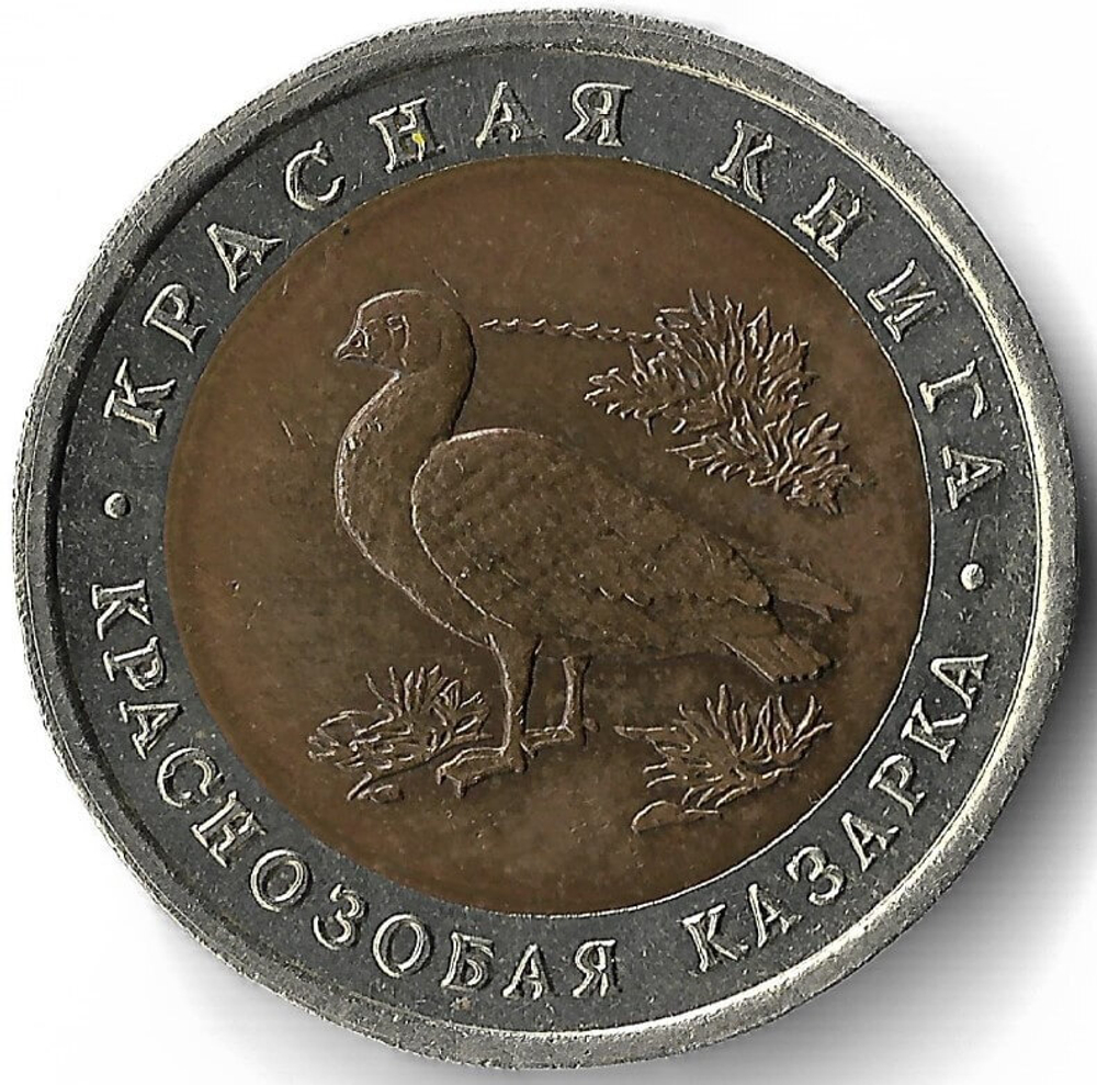 10 рублей ''Краснозобая казарка'' 1992 год (VF-XF)