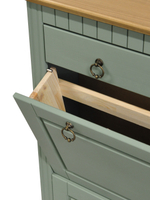 Обувница для прихожей, 87х21х169, Неаполь, закрытая, 4 двери 1 ящик, из массива дерева, зеленый эвкалипт, Dipriz