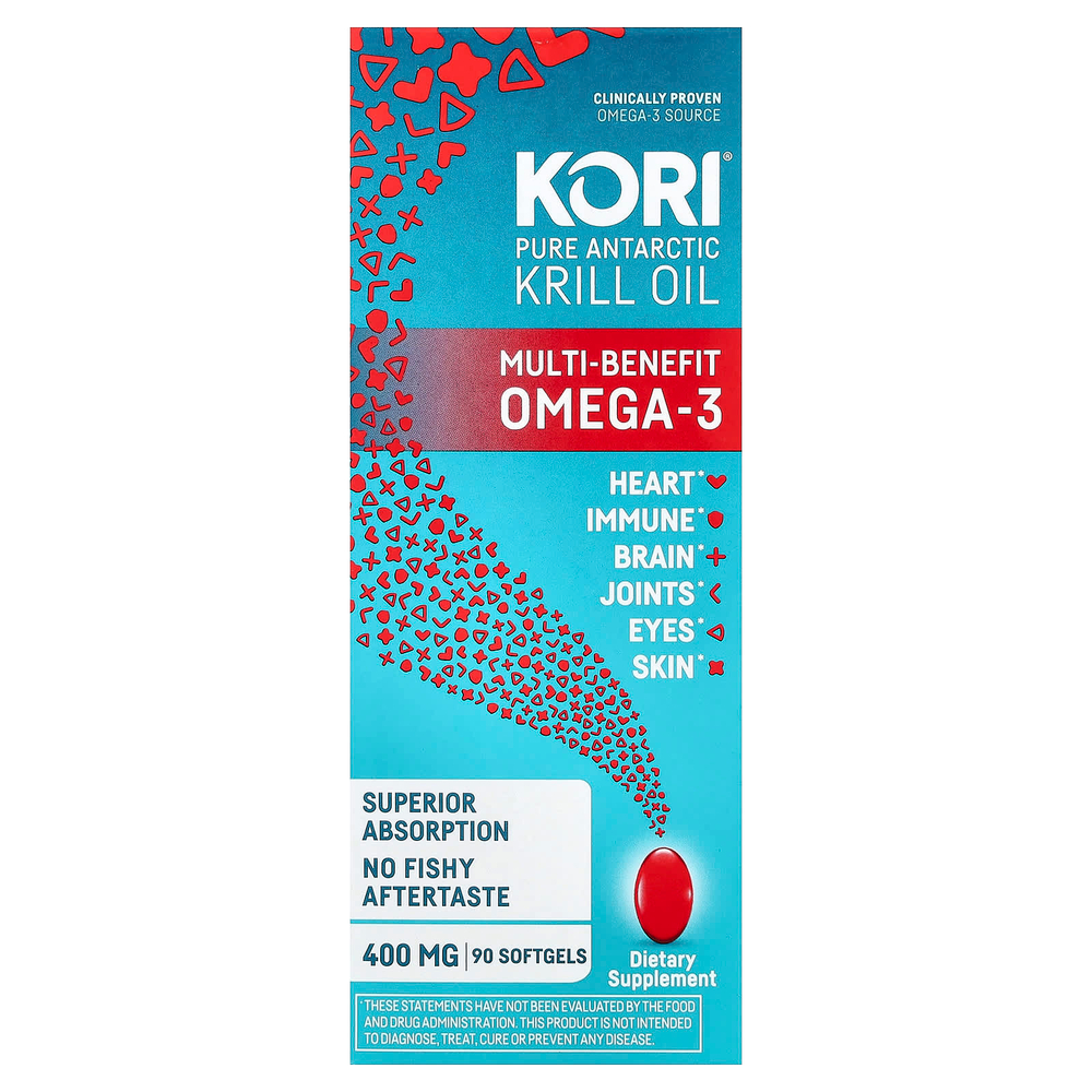 Kori, чистое масло антарктического криля, универсальная омега-3, 90 капсул