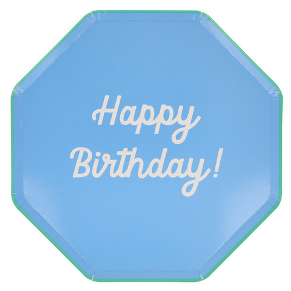 Тарелки большие цветные "Happy Birthday" 8 шт.