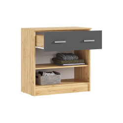 Комод с ящиком и дверьми Бася, Дуб Крафт, Графит