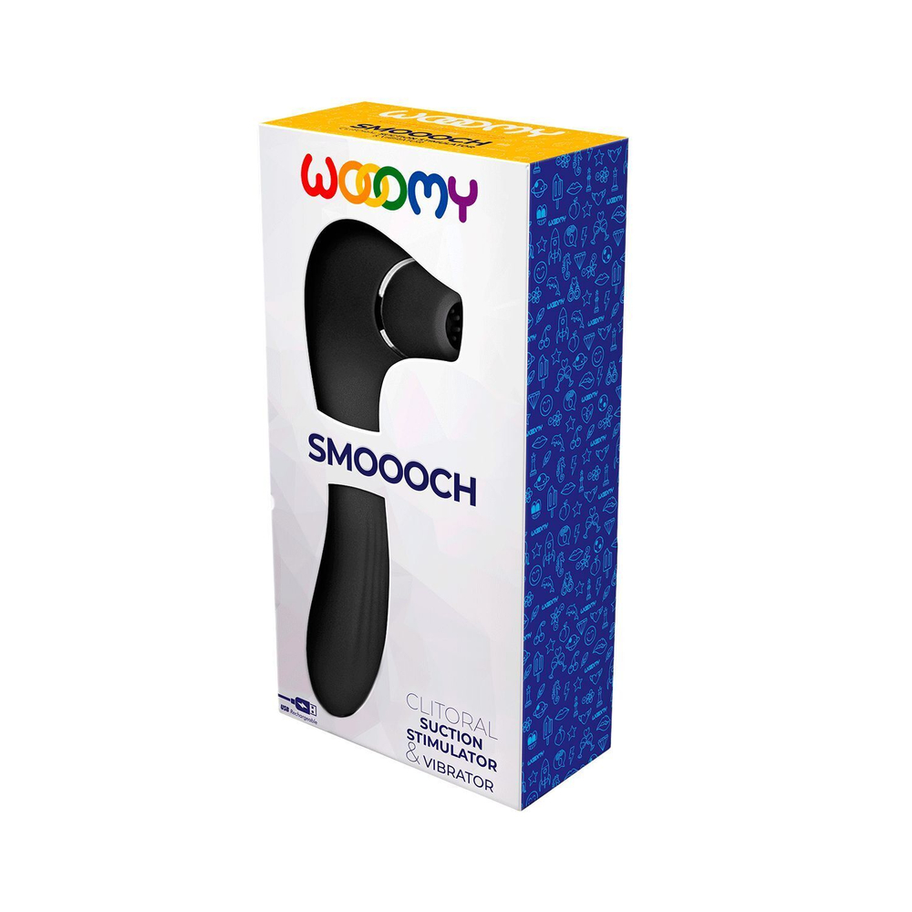 Черный стимулятор Smoooch Clitoral Suction & Vibration - 18,6 см. (Цвет: черный)