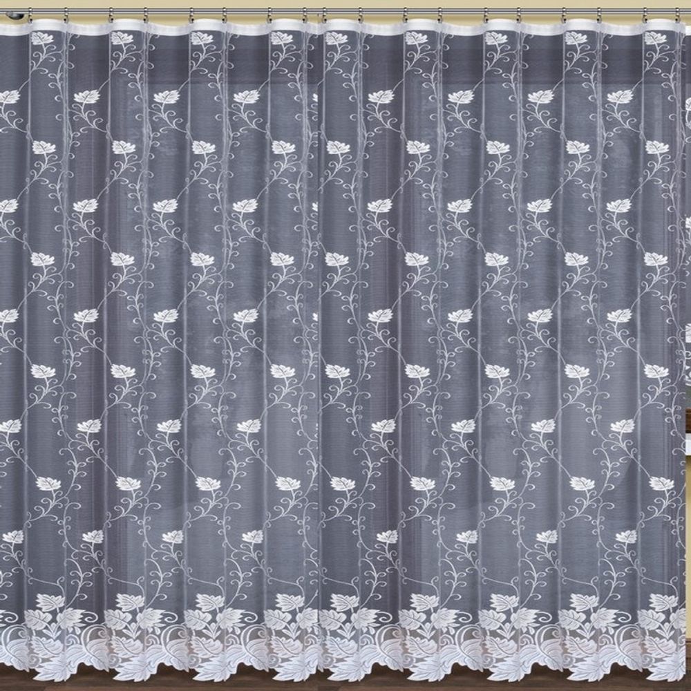 Занавеска "Ф. 304730" на шторной ленте, цвет белый, Польша.