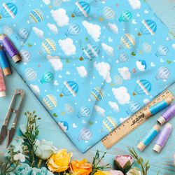 Ткань Ниагара Софт воздушные шары на голубом