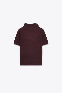 ZARA ТРИКОТАЖНЫЙ ТОП С ЗАВЯЗКАМИ, ГРАНАТОВЫЙ