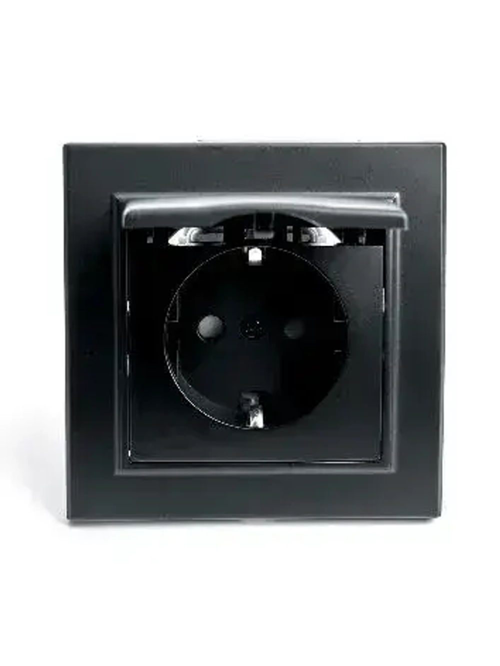 Розетка 1-местная c/з с крышкой STEKKER, PST16-9012-03, 250В, 16А, с защитной шторкой, серия Эрна, черный 39481