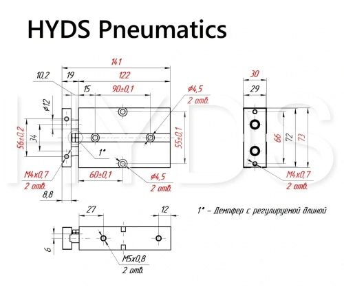 TN 25x60-S Пневмоцилиндр двухпоршневой