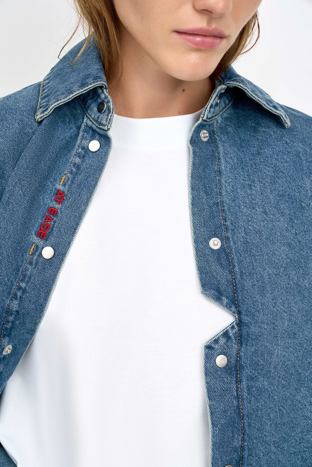 Джинсовая рубашка женская WOMAN JEANS SHIRT DARK BLUE