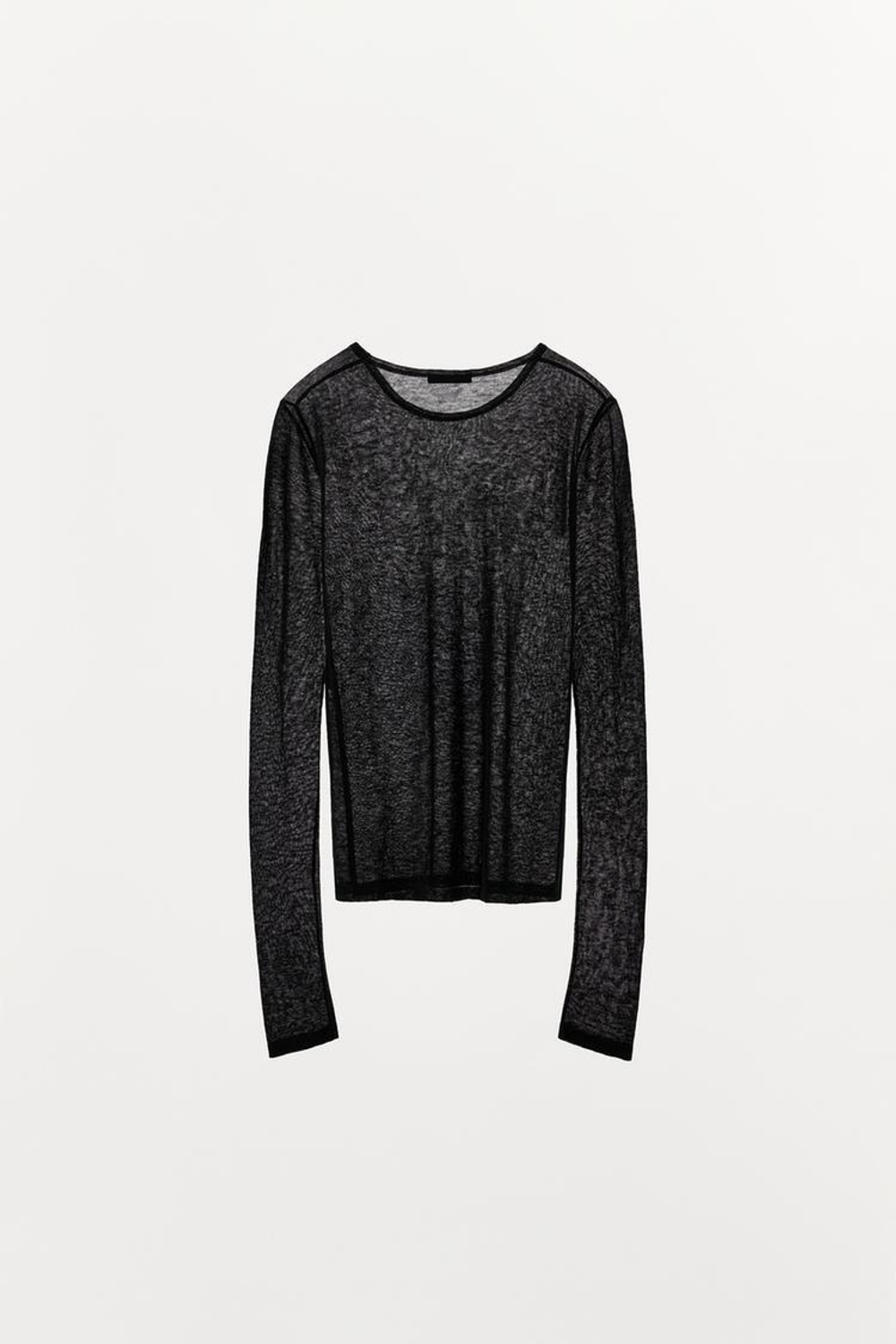 ZARA ФУТБОЛКА ИЗ 100% ШЕРСТИ, ЧЕРНЫЙ