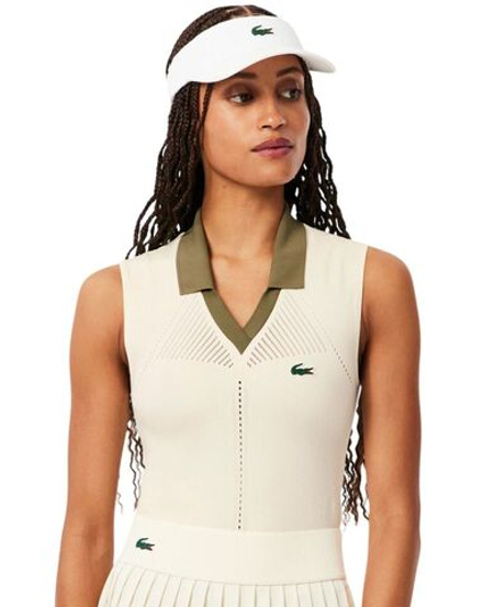 Женское поло Lacoste Sleeveless Stretch Knit - white/khaki green