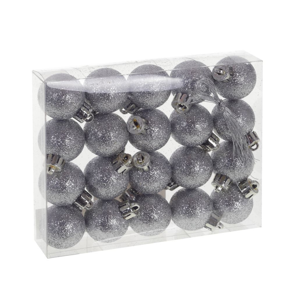 GAEM Набор из 20шт, Украшение новогоднее Шар "Снежок серебряный", D3 см, L14,5 W11,5 H3 см