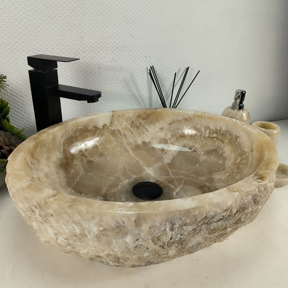 Каменная раковина из оникса Erozy Yellow EO-04514 (52*42*15) 0159 из натурального камня