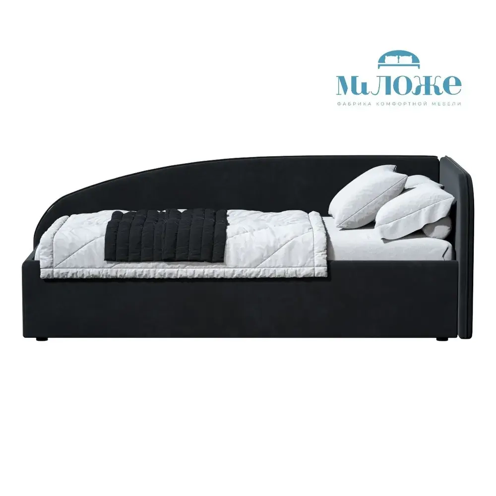 Кровать Элис 90х200 Черный Правый Угол