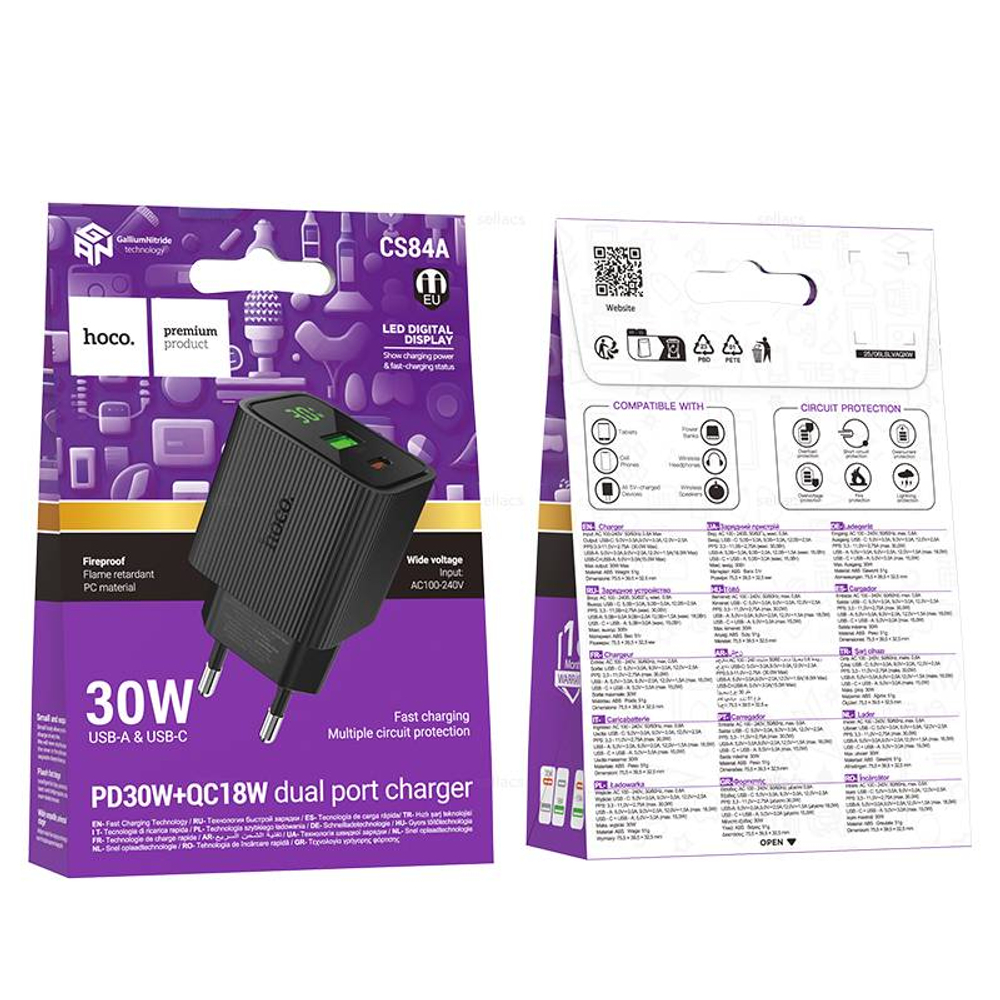 Зарядное устройство PD30W+QC3.0 Hoco CS84A (black)