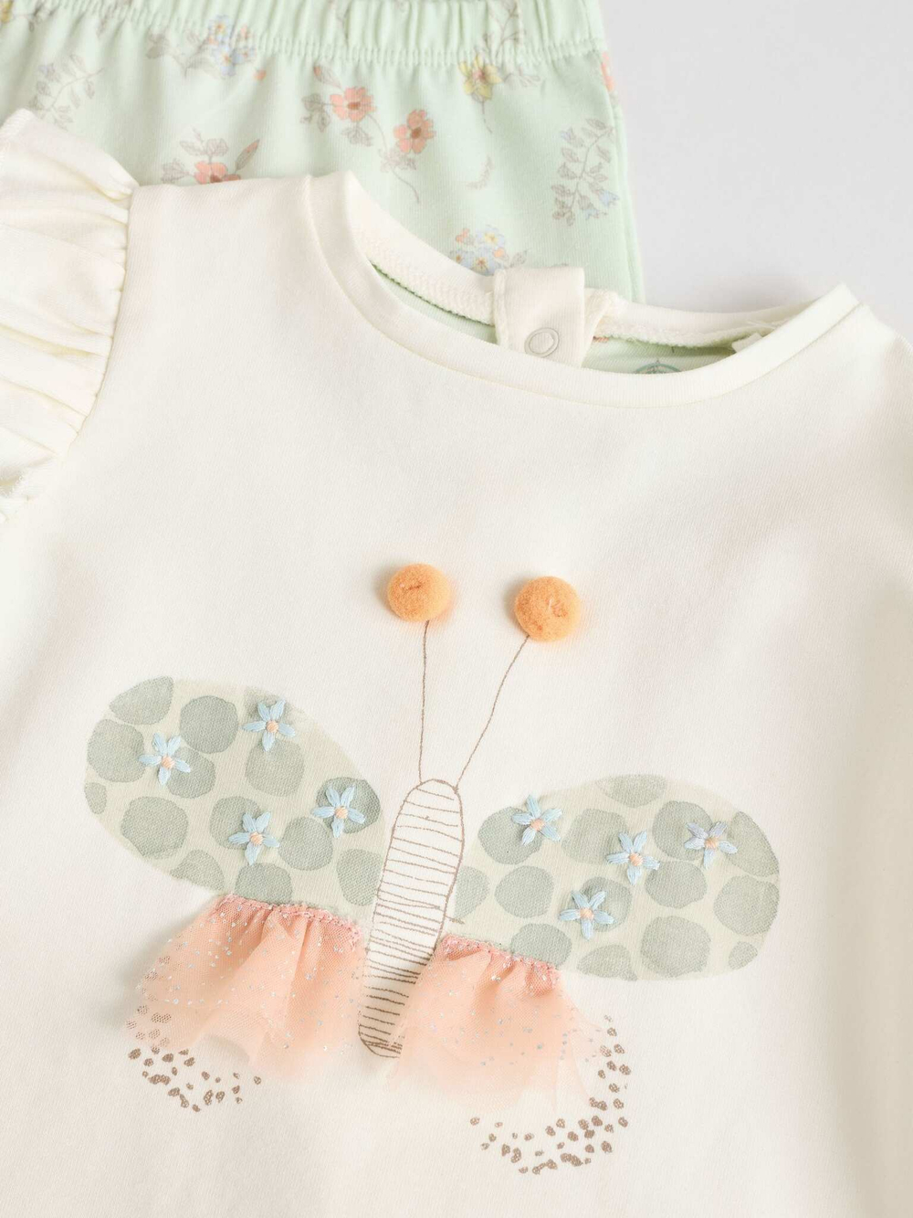 Лонгслив и легинсы в комплекте для малышей Next E66-472, Светло-зеленый, Молочный