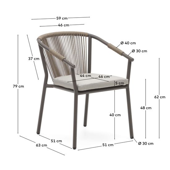 Xelida Садовый стул из алюминия и коричневого шнура