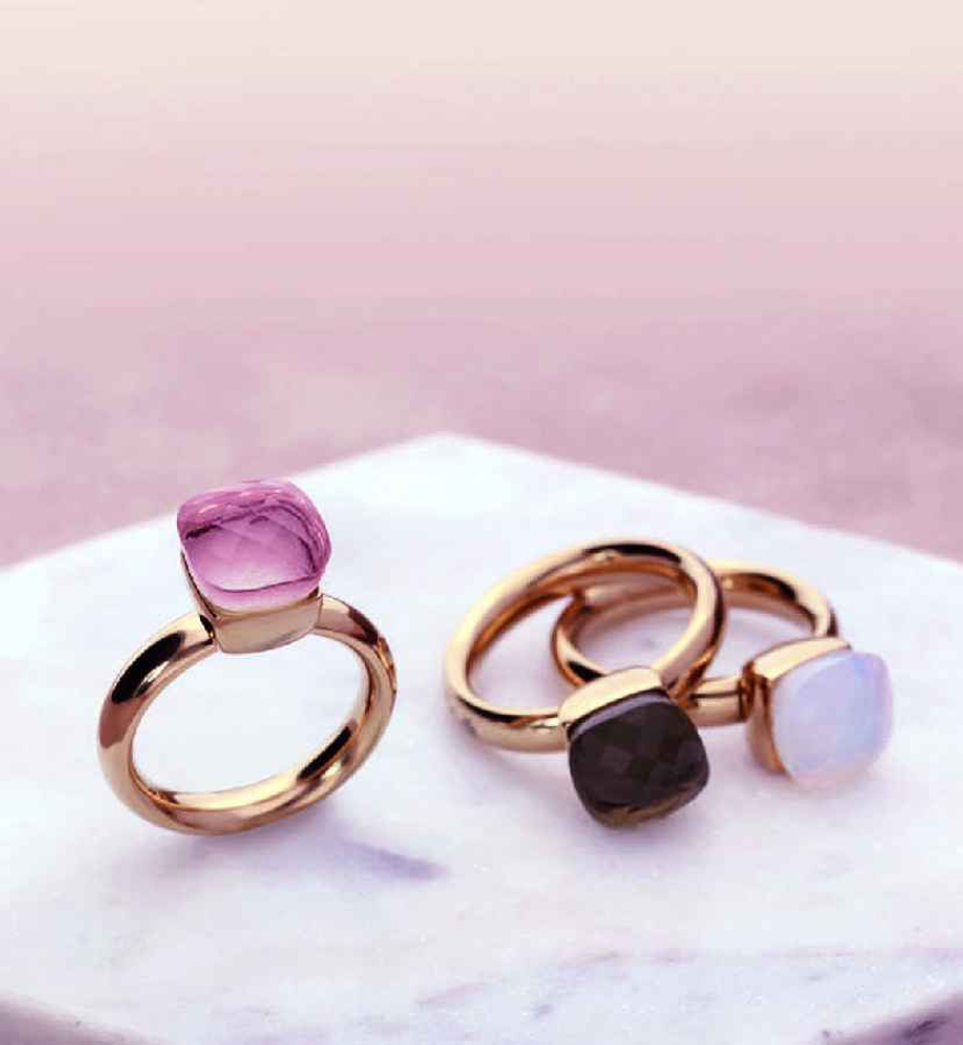 Кольцо Qudo Firenze Dark Rose Opal 18.5 мм 610095 R/RG