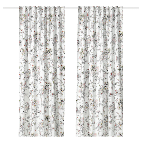 Комплект штор IKEA PUSSMUN (ПУССМУН), Белый с рисунком, 145х250 см, 2 шт