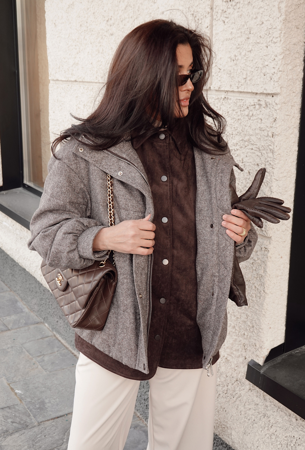 Куртка демисезонная с манишкой из замши